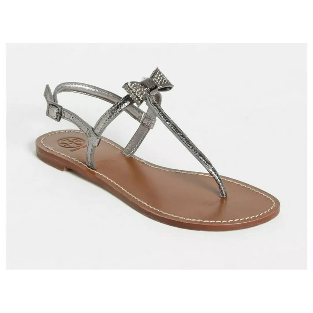 COPY - Tory Burch Pave bow sandals silver 6